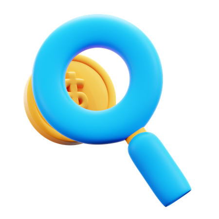 Magnifying Coin  3D Icon
