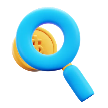 Magnifying Coin  3D Icon