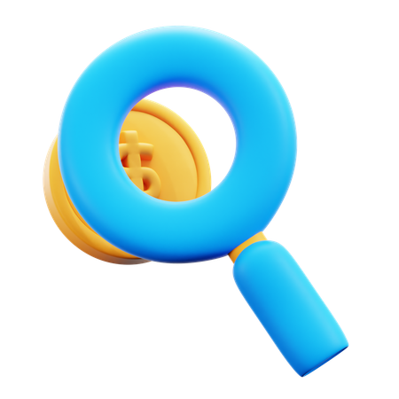 Magnifying Coin  3D Icon