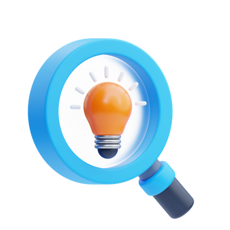 Magnifying Glass and Light Bulb  3D Icon