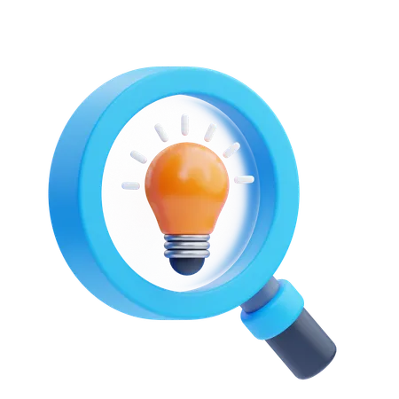 Magnifying Glass and Light Bulb  3D Icon