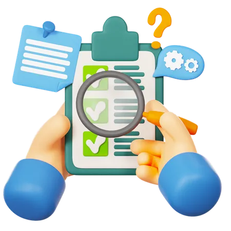 Magnifying Glass Checklist  3D Icon