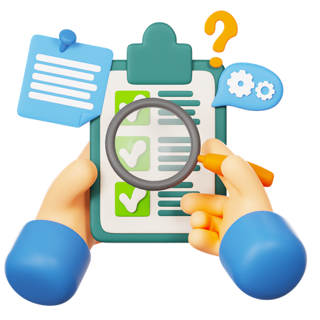 Magnifying Glass Checklist  3D Icon