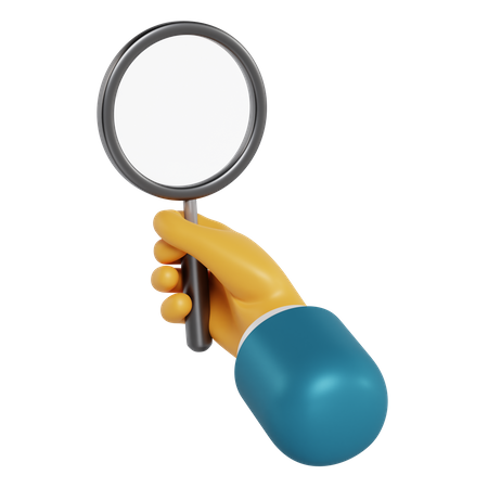 Magnifying Glass Holding Hand Gesture 3D Illustration
