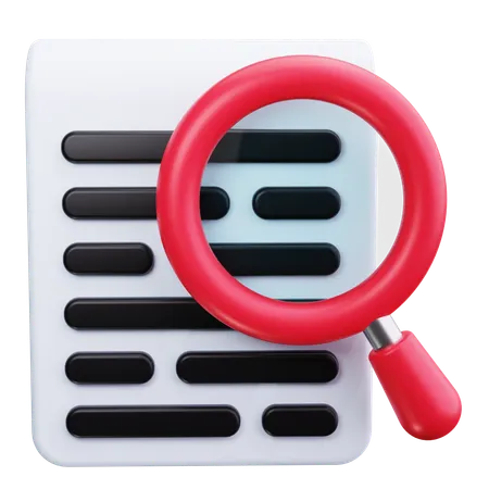 Magnifying Glass over Document  3D Icon