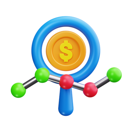 Magnifying Glass over Dollar Sign  3D Icon