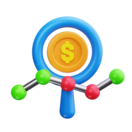 Magnifying Glass over Dollar Sign  3D Icon