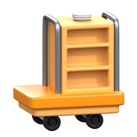 Maid Cart 3 D Hotel Service Icon 3D Icon