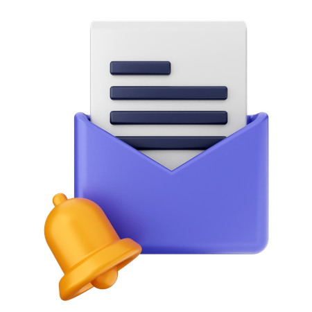 Mail-Datei-Benachrichtigungsglocke  3D Icon