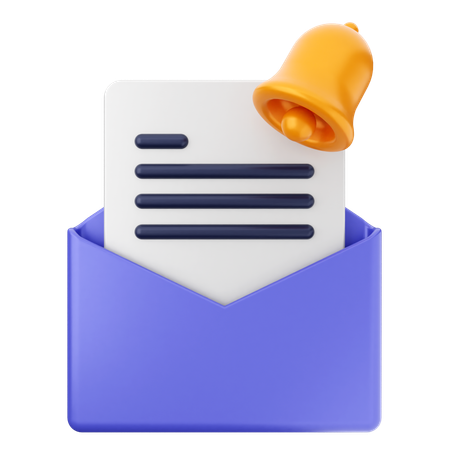 Mail-Datei-Benachrichtigungsglocke  3D Icon