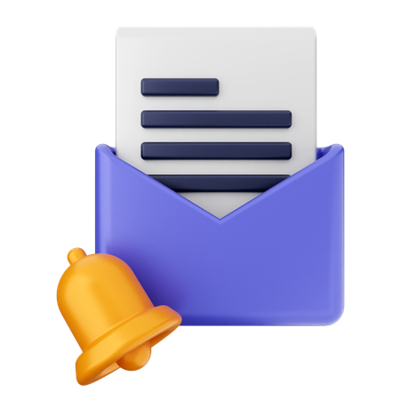 Mail File Notification Bell  3D Icon