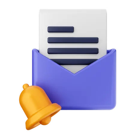 Mail File Notification Bell  3D Icon