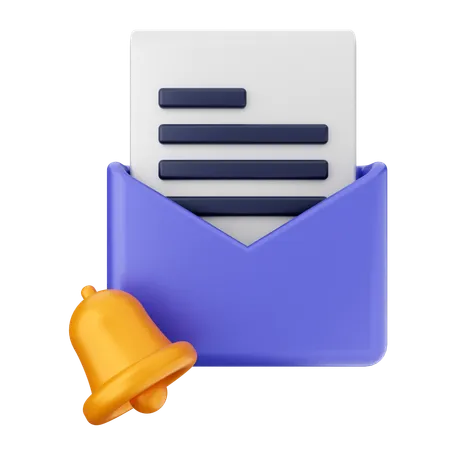 Mail File Notification Bell  3D Icon