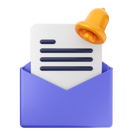 Mail File Notification Bell  3D Icon