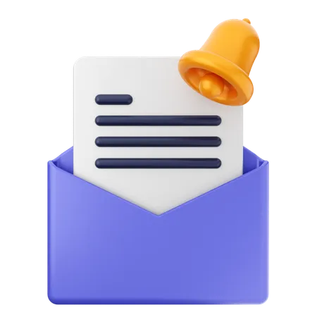 Mail File Notification Bell  3D Icon