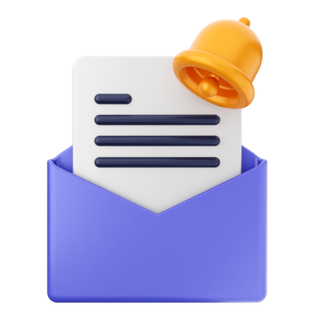 Mail File Notification Bell  3D Icon