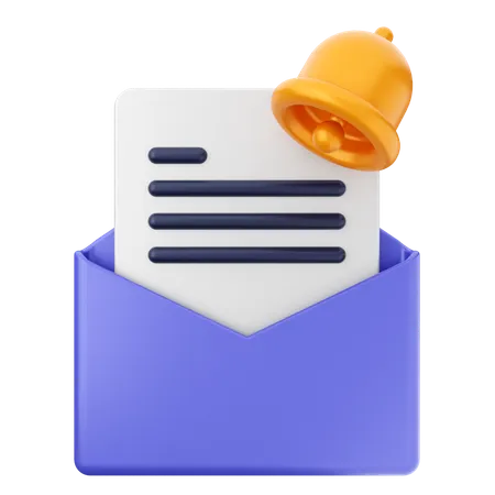 Mail File Notification Bell  3D Icon