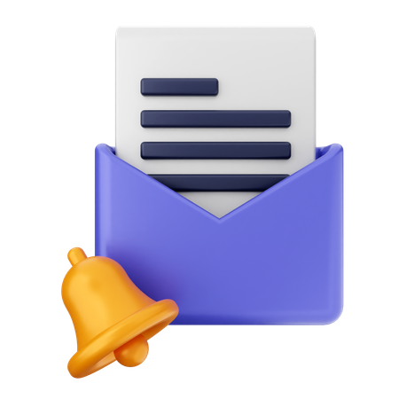 Mail File Notification Bell  3D Icon