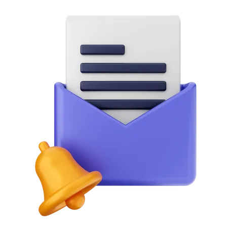 Mail File Notification Bell  3D Icon