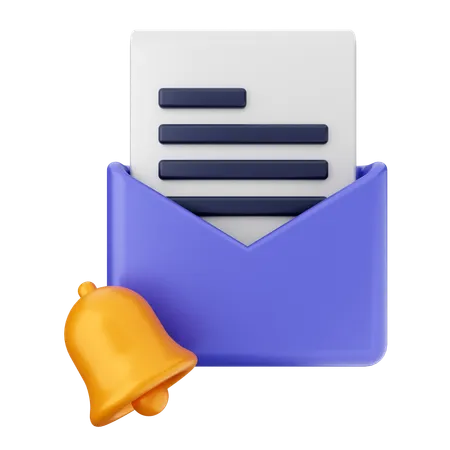 Mail File Notification Bell  3D Icon