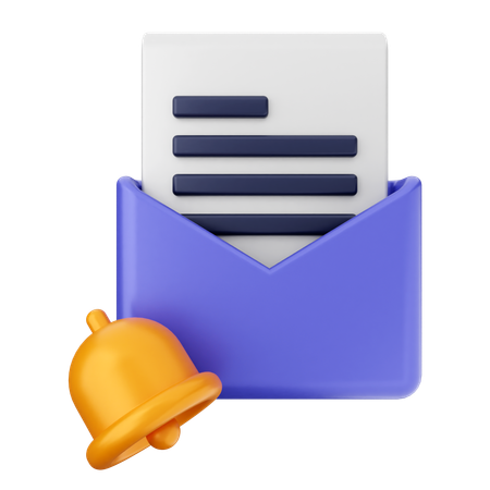 Mail File Notification Bell  3D Icon