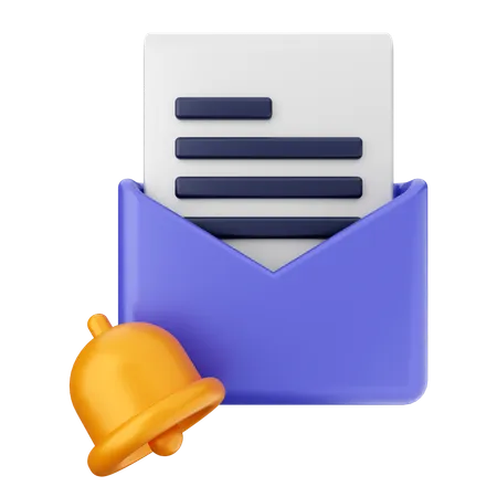 Mail File Notification Bell  3D Icon