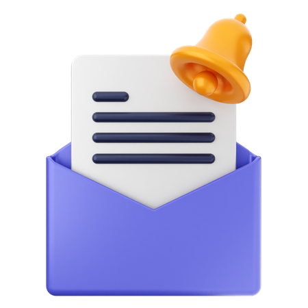 Mail File Notification Bell  3D Icon