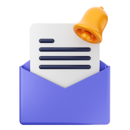 Mail File Notification Bell  3D Icon