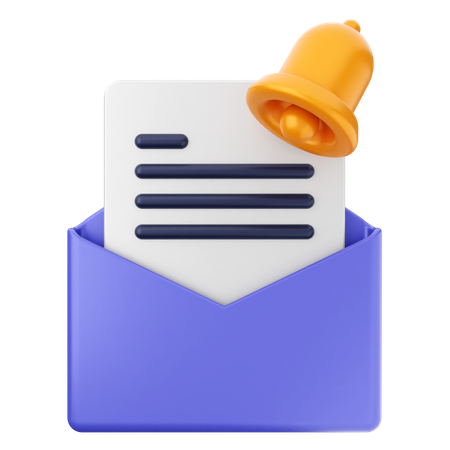 Mail File Notification Bell  3D Icon