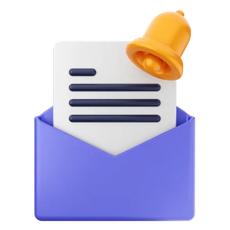 Mail File Notification Bell  3D Icon