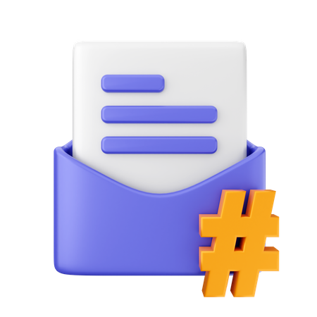 Mail Hashtag  3D Icon