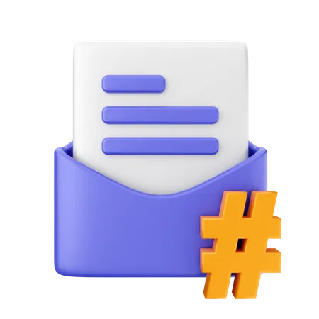 Mail Hashtag  3D Icon