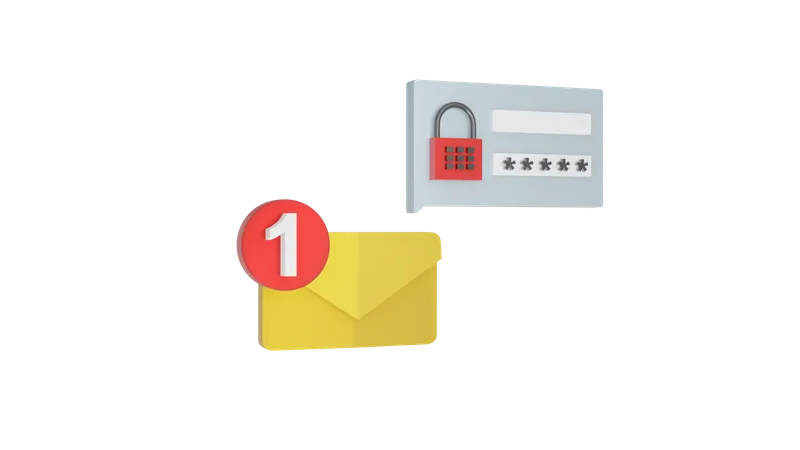 E Mail Und Nachrichtenkennwortwarnung 3D Icon