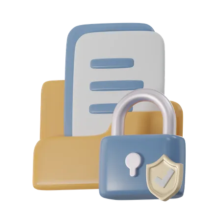 Folder Lock Data Protection 3 D Render 3D Icon