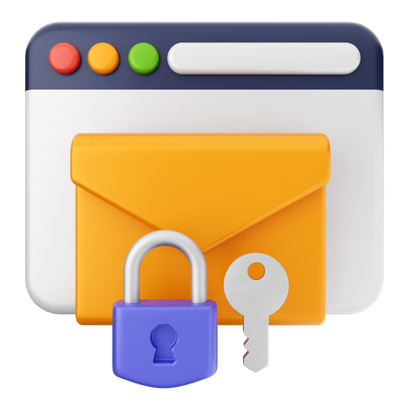 Mail Lock Internet Security  3D Icon