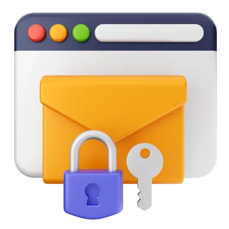 Mail Lock Internet Security  3D Icon