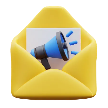 3 D Illustration Envelope With Documents And Megaphone 3D Icon