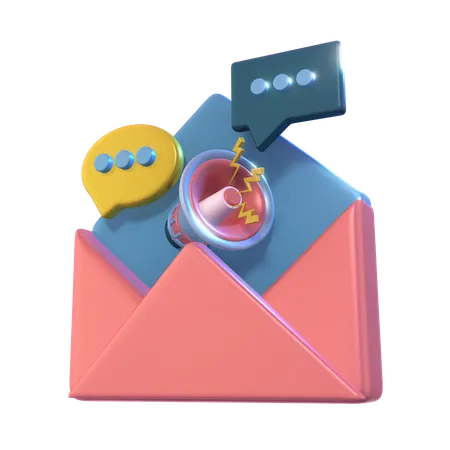 Enhance Your Communication With This 3 D Mail Illustration Featuring A Speaker And Chat 3D Icon