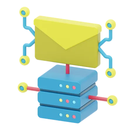 Mail Server 3 D Icon Represented With Multiple Routers And Mailing Envelopes 3D Icon