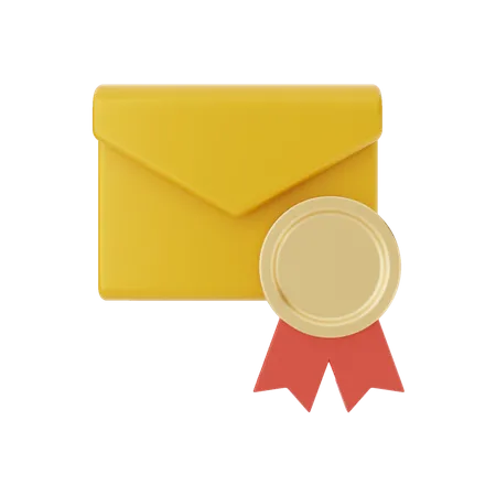 Mail With Reward Badge  3D Illustration