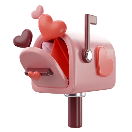 3 D Illustration Of Valentines Love Mailbox Icon 3D Icon