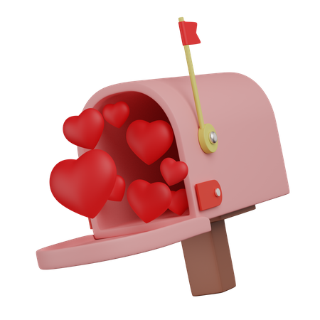 Mailbox with hearts  3D Icon