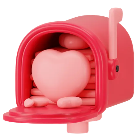 Love Mailbox With Letter And Heart 3 D Icon Rendering 3D Icon