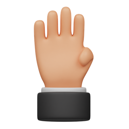 Main à quatre doigts  3D Icon