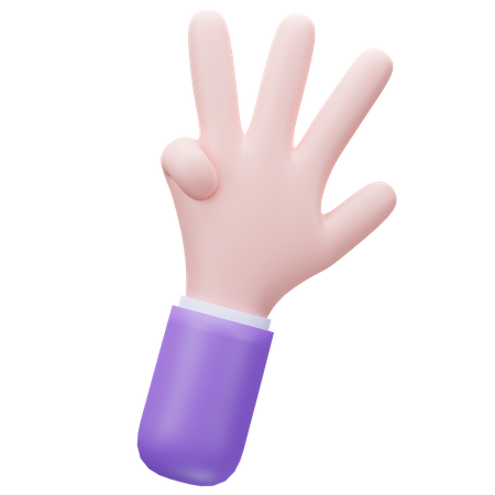 Main à quatre doigts  3D Icon