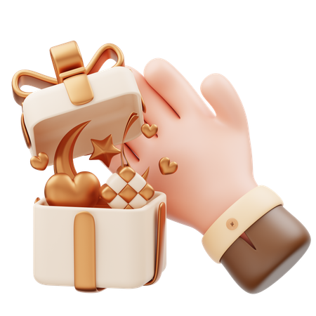 Main avec cadeau de l'Aïd  3D Icon