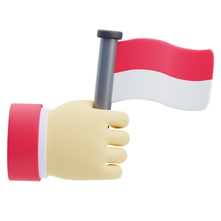 Main avec drapeau  3D Icon