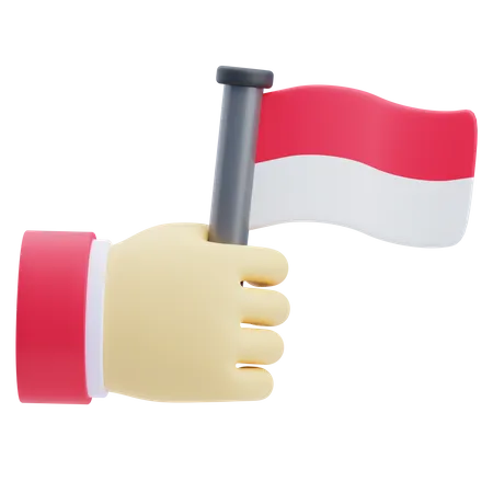 Main avec drapeau  3D Icon