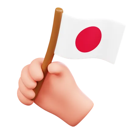 Main avec le drapeau du Japon  3D Icon