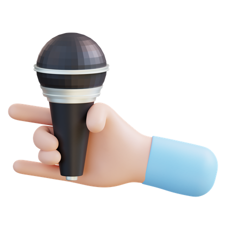 Main avec microphone  3D Icon